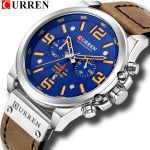 CURREN hommes montres haut de gamme marque de luxe étanche Sport montre-bracelet chronographe Quartz militaire en cuir véritable Relogio Masculino