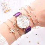 Mode Style 5 pièces/ensemble femmes montres or Rose magnétique dames montre robe Simple montre et Bracelet ensemble femmes Zegarek Damski