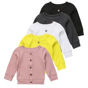 Chandail en tricot pour nouveau-né 0-24M | Vêtements à manches longues, manteau à boutons, pour garçons et filles, coupe fine, offre spéciale