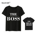 Vêtements mère et me le BOSS et le REAL BOSS | Vêtements en coton pour petite fille, tenues assorties, t-shirt noir et blanc