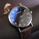 Mode hommes montre affaires montre à Quartz en cuir montre-bracelet marque décontracté chiffres romains montre horloge