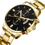 Hommes de luxe affaires militaire montre à Quartz or acier inoxydable bande hommes montres Date calendrier mâle horloge Relogio direct montre