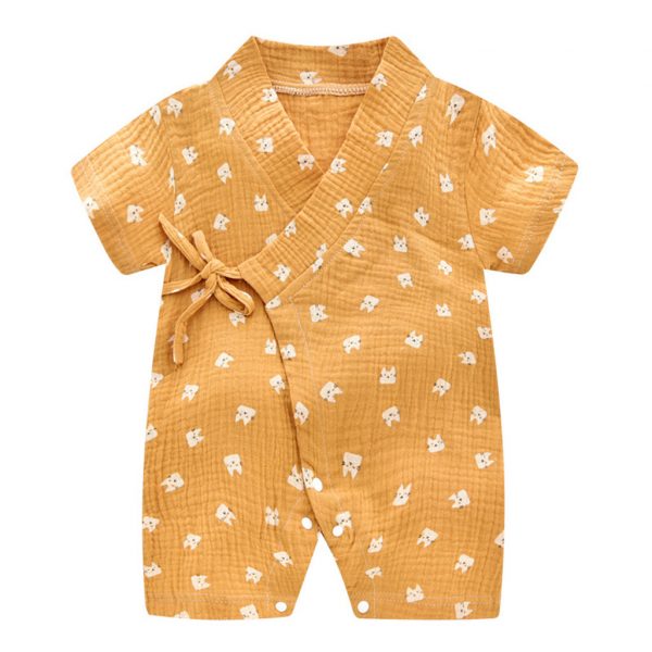 Nouveau bébé pyjamas nouveau-né infantile bébé garçon fille fil Robe florale Kimono barboteuse combinaison vêtements Robe d'été