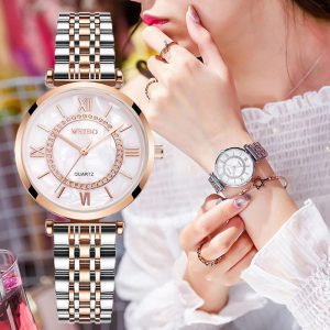 Femmes montres haut marque de luxe 2020 mode diamant dames montres en acier inoxydable argent maille bracelet femme montre à Quartz
