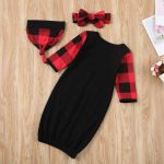 Couvre-chef motif écossais manches longues | 0-9M, pour nouveau-né garçon fille, couvre-chef, sac de nuit, couvre-chef, chapeau, 3 pièces, vêtements pour bébés