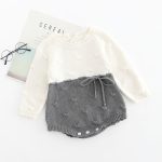Humor ours bébé 2019 automne hiver modèles infantile barboteuse enveloppes Polka Lotus feuille col tricot bébé vêtements
