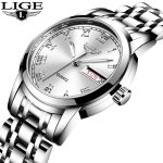 LIGE dame montre de mode femmes montre à Quartz femmes montres Date semaine acier inoxydable femme robe horloge xfcs relogio feminino