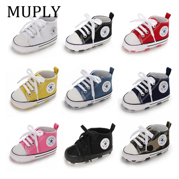 Bébé chaussures garçon fille étoile solide Sneaker coton doux anti-dérapant semelle nouveau-né infantile premiers marcheurs enfant en bas âge décontracté toile berceau chaussures