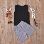 Infantile bébé enfants garçons vêtements ensembles lettre imprimer sans manches gilet hauts + Camouflage Shorts tenues 0-24M