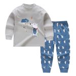 Bébé garçons filles pyjamas ensembles bande dessinée impression coton garçons vêtements de nuit automne printemps hiver à manches longues hauts + pantalons 2 pièces 1-5 ans
