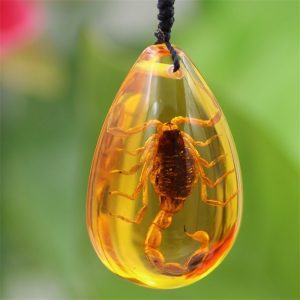 Collier pendentif en pierre insecte | Pierre naturelle, Scorpions Inclusion, pendentif ambre de la baltique, décoration pour la maison, cadeau de voyage pour fête de mariage