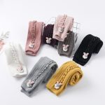 Pantalon de printemps automne couleurs bonbons | Pantalon chaud et confortable, en tricot, pantalon pour enfants, motif lapin mignon, moulant, coloré