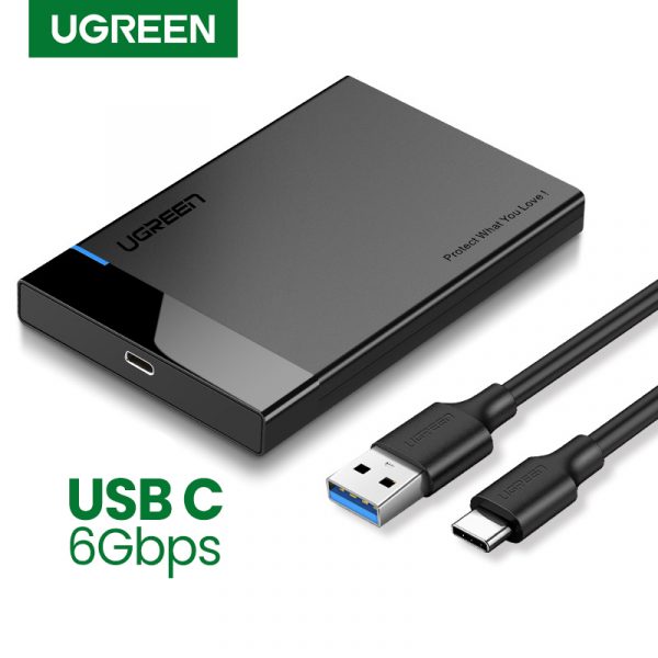 Boîtier de disque dur Ugreen 2.5 SATA vers USB 3.0 adaptateur boîtier de disque dur pour disque SSD boîtier de disque dur Type C 3.1 boîtier HD boîtier de disque dur externe