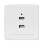 KEKA-chargeur mural USB double | Adaptateur d'alimentation AC/DC, panneau de plaque de sortie, 220V à 5V, blanc, sûr, 2 Ports, prises électriques