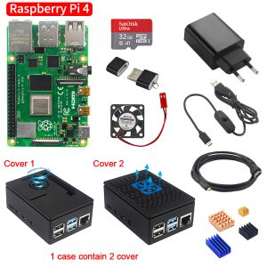 Raspberry Pi 4 modèle B 2GB/4GB Kit carte + adaptateur secteur + boîtier + carte SD 32/64GB + câble HDMI + dissipateur thermique pour Raspberry Pi 4