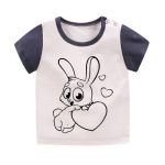 Vêtements de bébé T-shirt d'été | Dessin animé imprimé, t-shirts hauts, enfants nourrissons à manches courtes T-shirt en coton pour tout-petits, filles garçons