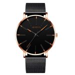 Montre minimaliste pour hommes de mode de luxe ultra-mince noir en acier inoxydable maille bracelet montre hommes d'affaires décontracté quartz horloge