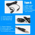 Ollivan Microphone omnidirectionnel en métal 3.5mm Jack Lavalier pince à cravate micro Mini micro Audio pour ordinateur portable téléphone portable
