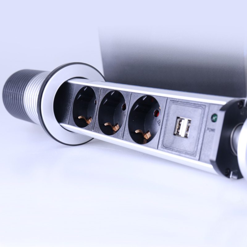 KEKA EU Plug 2/3/4/5 puissance Table de cuisine prise électrique prises de  bureau puissance 1 Led + 2 charge USB étagère en aluminium, ✓ Meilleur  prix au Maroc et ailleurs