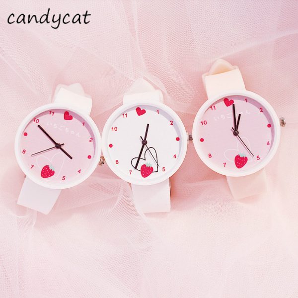 CandyCat fraise fée montre enfants mignon Hipster coeur fille primaire et collège étudiants japonais montre