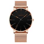 Montre minimaliste pour hommes de mode de luxe ultra-mince noir en acier inoxydable maille bracelet montre hommes d'affaires décontracté quartz horloge