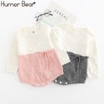 Humor ours bébé 2019 automne hiver modèles infantile barboteuse enveloppes Polka Lotus feuille col tricot bébé vêtements