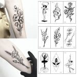1 PC géométrique planète mode femmes temporaire tatouage autocollant noir Roses conception fleur bras corps Art grand faux tatouage autocollant