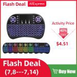 Clavier sans fil rétro-éclairé i8 anglais/russe/espagnol/français Air Mouse Mini clavier 2.4G avec Touchpad télécommande pour TV BOX