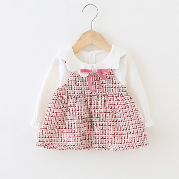 Plaid 1-3 ans enfants fille douce robe de princesse printemps automne coton vêtements enfant en bas âge enfants vêtements nouveau-né anniversaire cadeau jupe