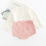 Humor ours bébé 2019 automne hiver modèles infantile barboteuse enveloppes Polka Lotus feuille col tricot bébé vêtements
