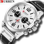 CURREN hommes montres haut de gamme marque de luxe étanche Sport montre-bracelet chronographe Quartz militaire en cuir véritable Relogio Masculino