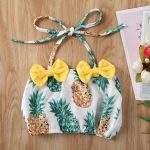 Maillot de bain pour petites filles | Ensemble 2 pièces, imprimé ananas, pastèque, à volants, nœud papillon, pour enfants en bas âge