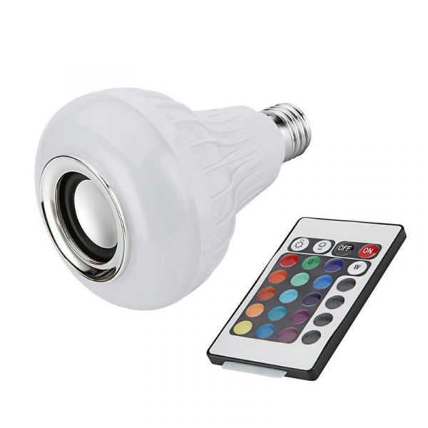 2018 E27 sans fil Bluetooth 12 W enceinte LED ampoule haut-parleur coloré musique jouant et éclairage avec 24 touches IR télécommande Contr