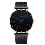 Montre minimaliste pour hommes de mode de luxe ultra-mince noir en acier inoxydable maille bracelet montre hommes d'affaires décontracté quartz horloge