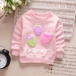 Sweat-shirt d'automne pour bébés filles | En coton fraise, à manches longues, vêtements