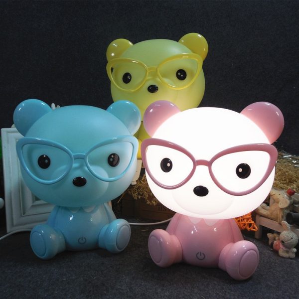 Troisième vitesse gradation lampes de Table dessin animé Kitty cochon ours lapin lampe de lit enfants Protection des yeux livre lumière tactile USB lumière LED