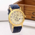 Foloy montre pour hommes bracelet en cuir synthétique polyuréthane évider analogique alliage Quartz montres hommes montre horloge