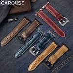 Carouse huile cire cuir fait à la main pour Apple bracelet de montre série 5/4/3/2 38mm 42mm pour Apple bracelet de montre iWatch 44mm 40mm bracelet de montre