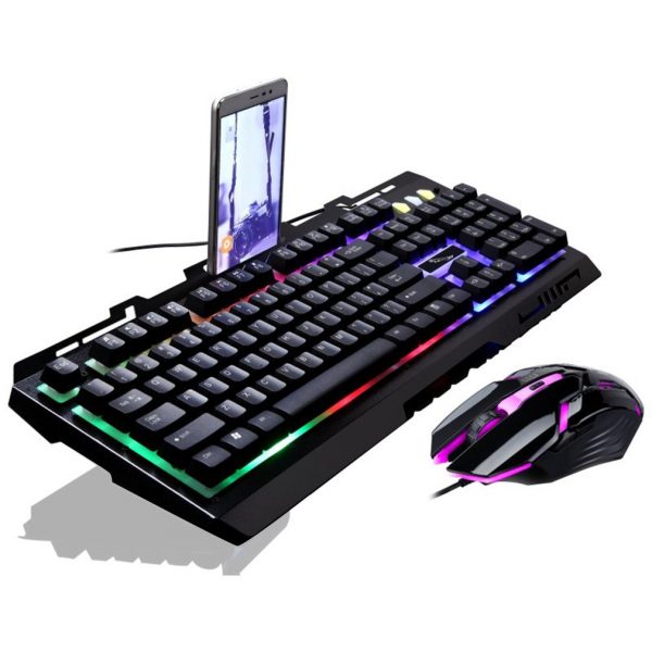 G700 jeu lumineux filaire USB souris et clavier costume avec arc-en-ciel rétro-éclairage LED lumières clavier mécanique souris de jeu