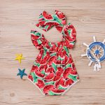 Pudcoco-vêtements pour bébés filles | Nouvelle mode, vêtements pour nouveau-né fille, combinaison avec bandeau, imprimé pastèque, 2 pièces, vêtements d'été