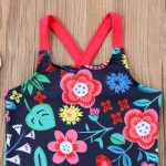 Maillot de bain bleu pour enfants | Motif floral, dos croisé, Costume de bain, nouvelle collection, 2019