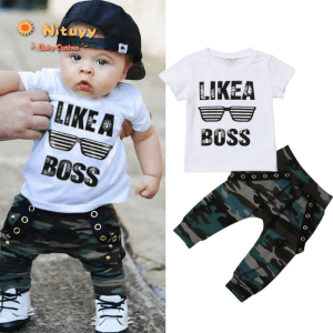 Bébé garçons vêtements 2020 Hip Hop manches courtes été enfant en bas âge infantile comme un patron lettre hauts T-shirt camouflage pantalon tenues 2 pièces