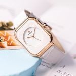 Fashion Women Watches 2021 New WWOOR Brand White Leather Rectangle Minimalist Watch Ladies Quartz Dress Wrist Watch Montre Femme