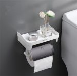 Wall Mount Roll Paper Storage Rack Multi-function Toilet Paper Holder Rack Bathroom Rack Shelves 3 Colors