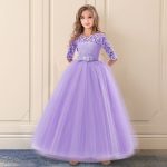 Robe brodée en dentelle rouge pour filles et adolescentes, tenue de soirée, noël ou anniversaire, motifs floraux, vêtements de 6 à 14 ans