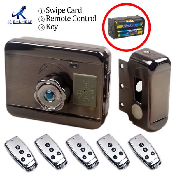 No Wiring Electric rim lock for Metal Door Gate Electric Door Lock Opener 125KHZ RFID Card Lock Keyless Lock Electric Release