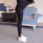 Legging de grossesse doux et minces pour femme enceinte,pantalon slim de maternité à taille ajustable,