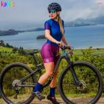 Red Kafitt Women's Cycling Jacket Team Triathlon Ladies Cycling Jersey Short Sleeve Swimsuit Set 20D Gel Pad Summer Full Leotard