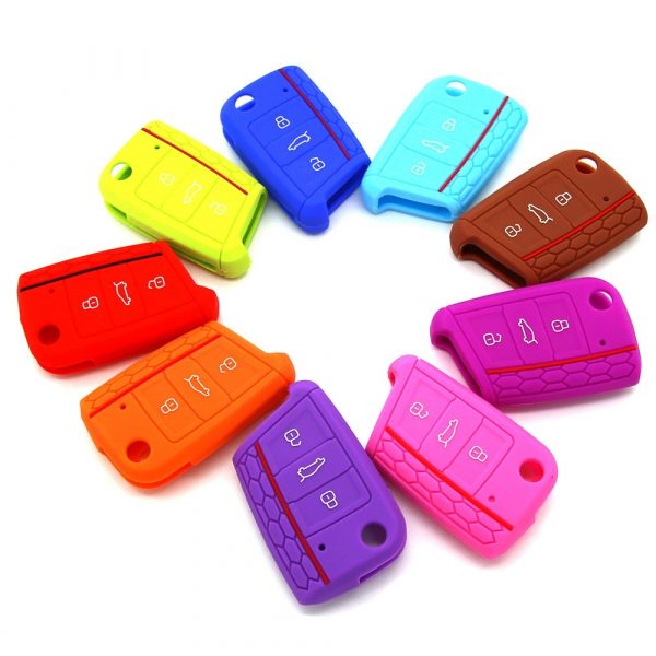 Hot silicone car key cover case shell fob For Volkswagen VW Golf 7 mk7 Skoda Octavia A7 for SEAT Leon Ibiza 3 Car-styling