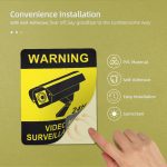 4 Pcs Warning Stickers Surveillance Security Camera Alarm Sticker Warning Decal Signs, Waterproof Frosted Texture Warning Tape